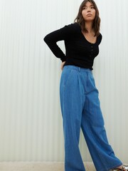 Oliver Bonas Black Knitted Stitch Top - Image 3 of 8