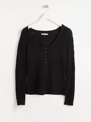 Oliver Bonas Black Knitted Stitch Top - Image 4 of 8