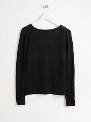Oliver Bonas Black Knitted Stitch Top - Image 5 of 8