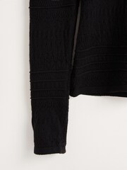 Oliver Bonas Black Knitted Stitch Top - Image 8 of 8