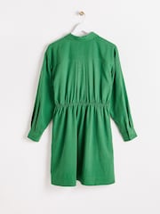Oliver Bonas Green Mini Pleated Shirt Dress - Image 5 of 9