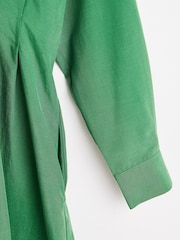 Oliver Bonas Green Mini Pleated Shirt Dress - Image 8 of 9