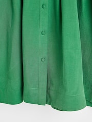 Oliver Bonas Green Mini Pleated Shirt Dress - Image 9 of 9
