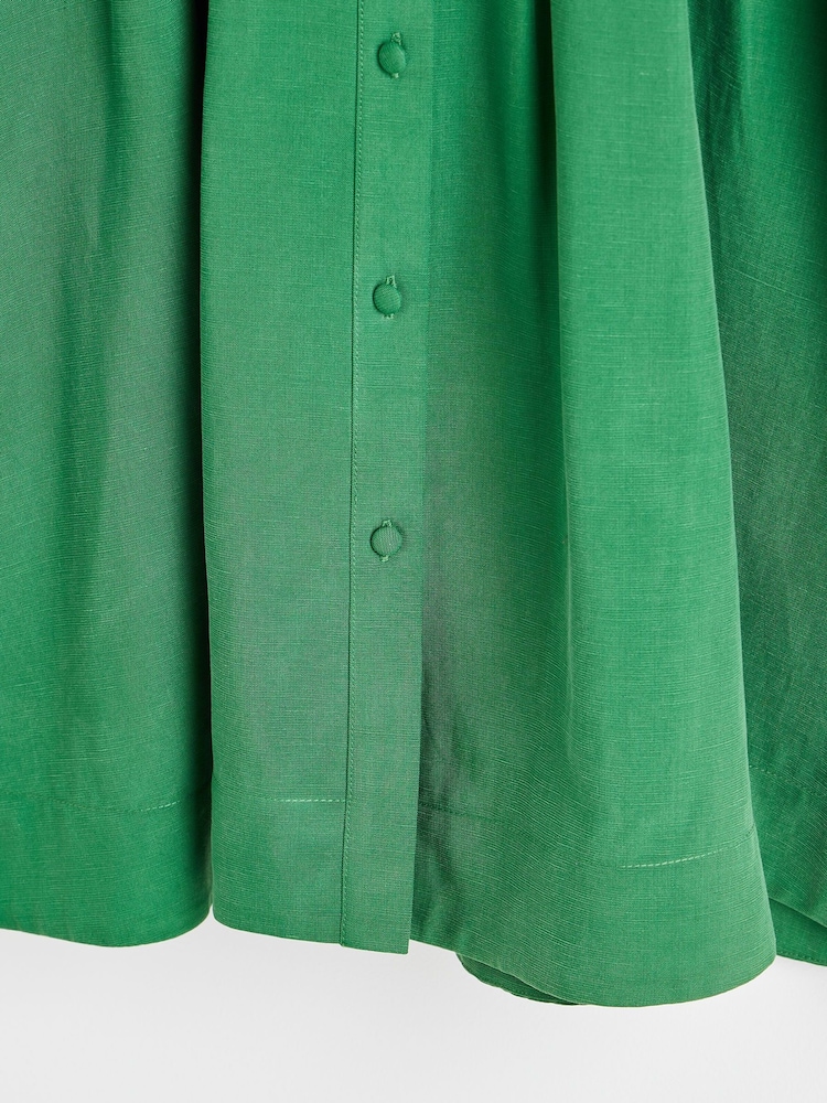 Oliver Bonas Green Mini Pleated Shirt Dress - Image 9 of 9 Oliver Bonas Green Mini Pleated Shirt Dress - Image 9 of 9