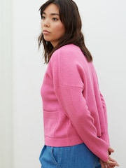 Oliver Bonas Pink Sparkle Ribbed Cardigan - Image 2 of 8