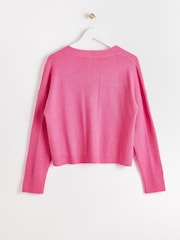 Oliver Bonas Pink Sparkle Ribbed Cardigan - Image 5 of 8
