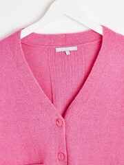 Oliver Bonas Pink Sparkle Ribbed Cardigan - Image 6 of 8