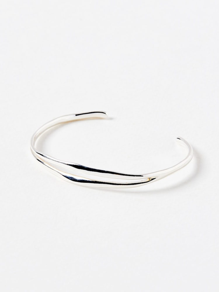 Oliver Bonas Silver Plated Nixie Wavy Bangle - Image 2 of 4