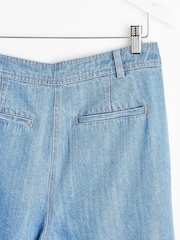 Oliver Bonas Blue Pleated Chambray Trousers - Image 8 of 8