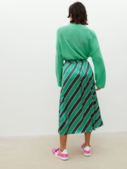 Oliver Bonas Green Diagonal Stripe Midi Skirt - Image 2 of 8