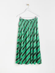 Oliver Bonas Green Diagonal Stripe Midi Skirt - Image 5 of 8