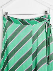 Oliver Bonas Green Diagonal Stripe Midi Skirt - Image 6 of 8