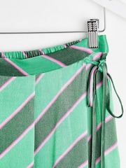 Oliver Bonas Green Diagonal Stripe Midi Skirt - Image 7 of 8