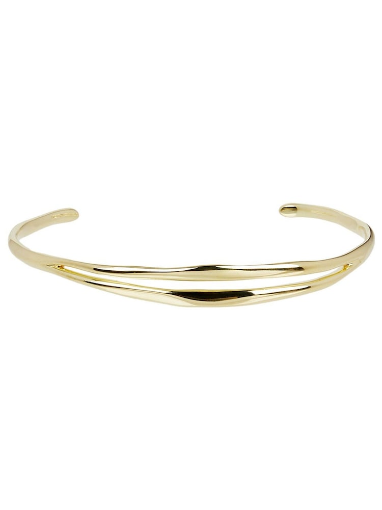 Oliver Bonas Gold Plated Nixie Wavy Bangle - Image 1 of 4