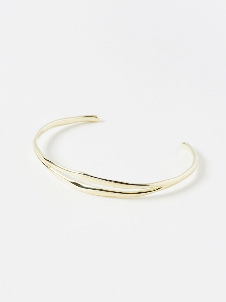 Oliver Bonas Gold Plated Nixie Wavy Bangle - Image 2 of 4