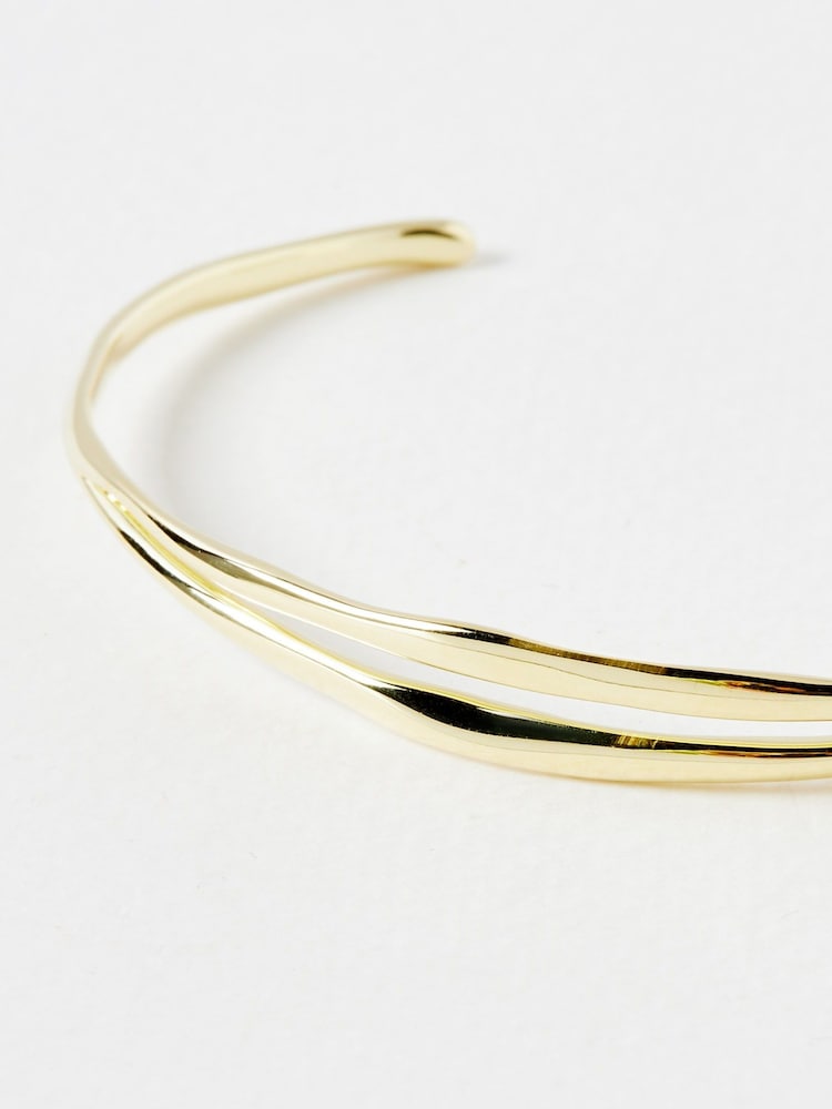 Oliver Bonas Gold Plated Nixie Wavy Bangle - Image 4 of 4