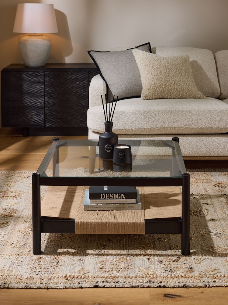 Black Mali Woven Large Coffee Table - Image 2 of 6