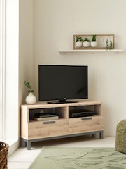 Light Bronx Up to 46 inch Corner Oak Effect Slim TV Unit - Image 1 of 10