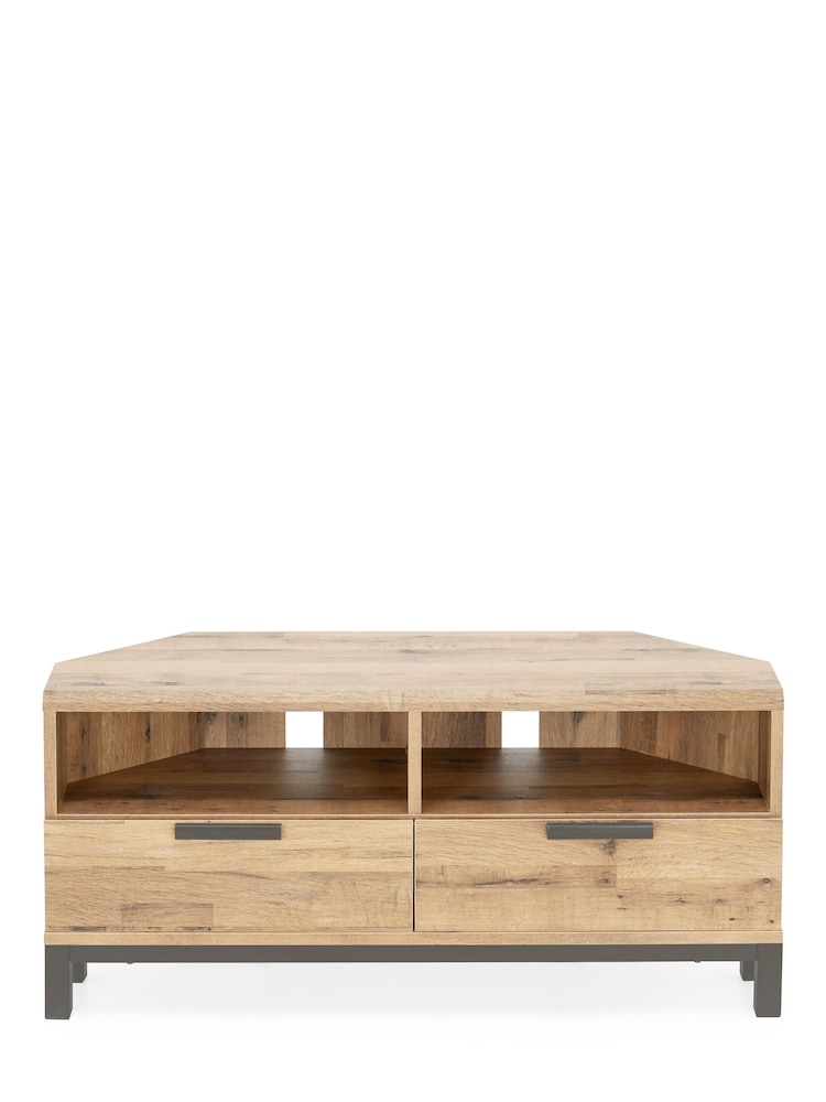 Light Bronx Up to 46 inch Corner Oak Effect Slim TV Unit - Image 10 of 10