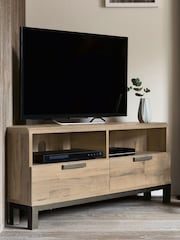 Light Bronx Up to 46 inch Corner Oak Effect Slim TV Unit - Image 2 of 10
