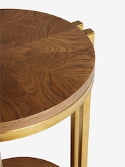 Dark Radial Oak and Oak Veneer Round Side Table - Image 5 of 5