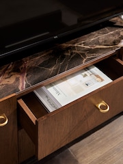 Dark Edwin Oak Veneer Ceramic Top Wide TV Unit - Image 2 of 7
