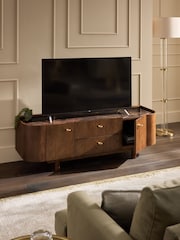 Dark Edwin Oak Veneer Ceramic Top Wide TV Unit - Image 3 of 7