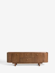 Dark Edwin Oak Veneer Ceramic Top Wide TV Unit - Image 4 of 7