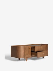 Dark Edwin Oak Veneer Ceramic Top Wide TV Unit - Image 6 of 7