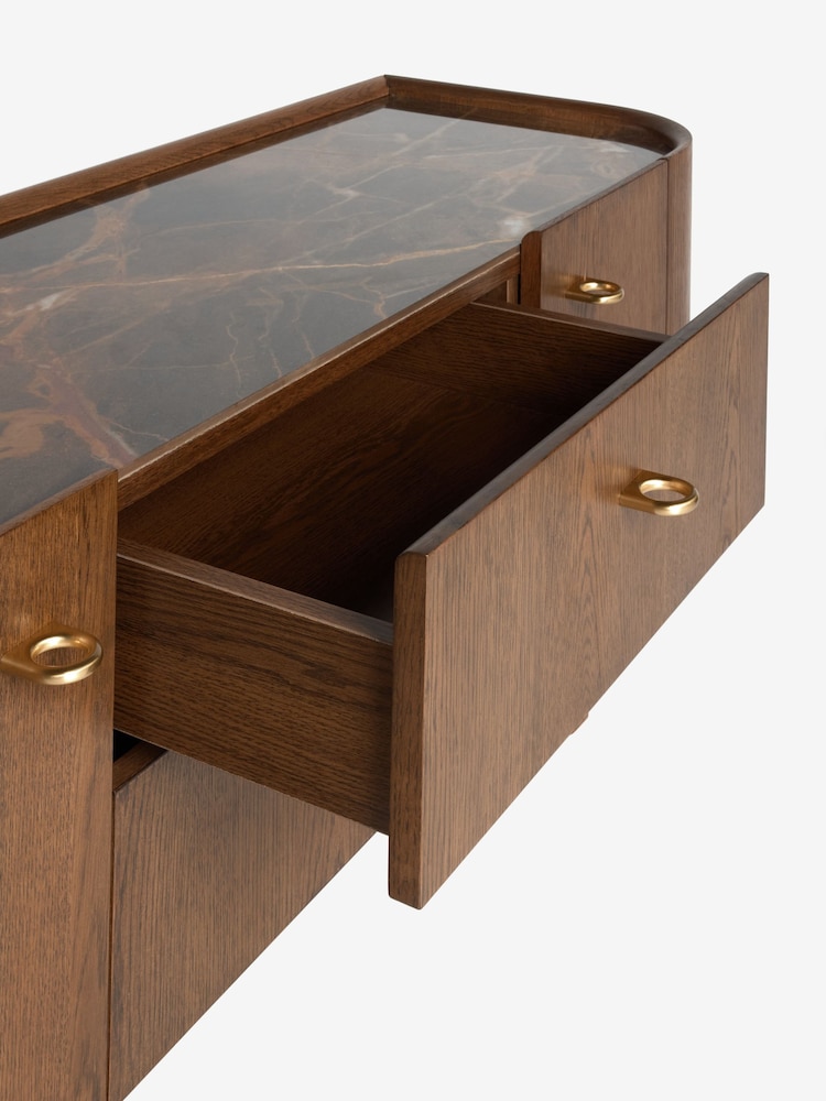 Dark Edwin Oak Veneer Ceramic Top Wide TV Unit - Image 7 of 7