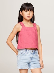 Tommy Hilfiger Pink Seersucker Strap Top - Image 1 of 4