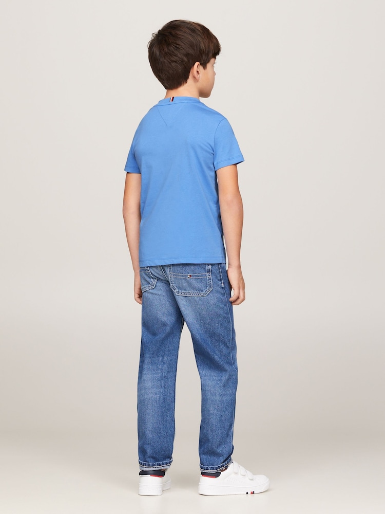 Tommy Hilfiger Blue 100% Cotton Essential T-Shirt - Image 2 of 3 Tommy Hilfiger Blue 100% Cotton Essential T-Shirt - Image 2 of 3