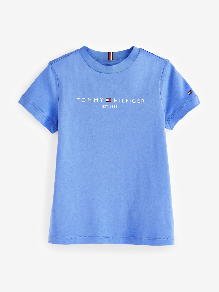 Tommy Hilfiger Blue 100% Cotton Essential T-Shirt - Image 3 of 3 Tommy Hilfiger Blue 100% Cotton Essential T-Shirt - Image 3 of 3