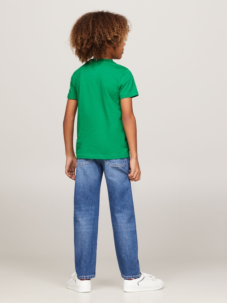 Tommy Hilfiger Green 100% Cotton Essential T-Shirt - Image 2 of 3 Tommy Hilfiger Green 100% Cotton Essential T-Shirt - Image 2 of 3