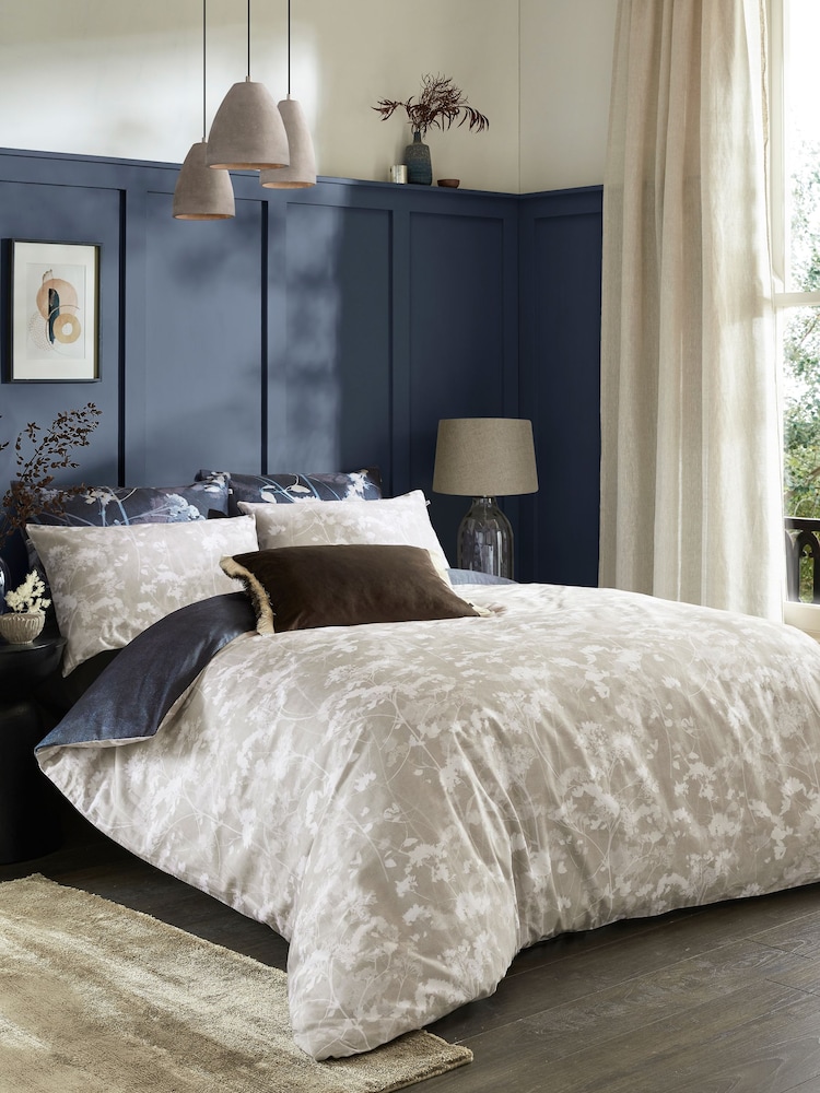 Graham & Brown Blue 100% Cotton Flower Press Duvet Cover and Pillowcase Set - Image 2 of 9