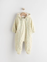 Sage Green Ditsy Baby Zip Hooded All-In-One Pramsuit (0mths-2yrs) - Image 1 of 7