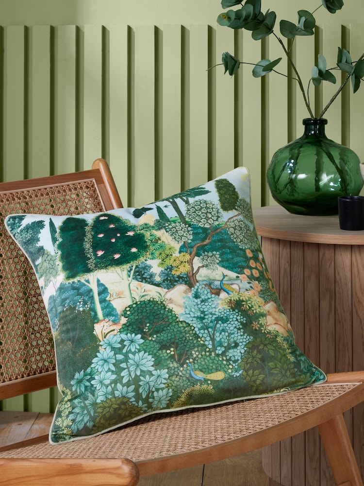 Graham & Brown Green New Eden Feather Filled Cushion - Image 1 of 2 Graham & Brown Green New Eden Feather Filled Cushion - Image 1 of 2
