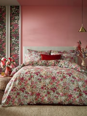 Graham & Brown Black 100% Cotton Wallflower Duvet Cover and Pillowcase Set - Image 1 of 8