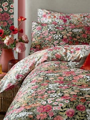 Graham & Brown Black 100% Cotton Wallflower Duvet Cover and Pillowcase Set - Image 2 of 8