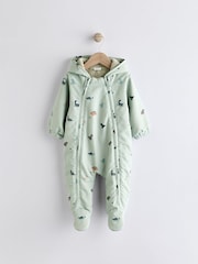 Blue Dino Fleece Lined Hooded Zip Pramsuit All-In-One (0mths-2yrs) - Image 1 of 7