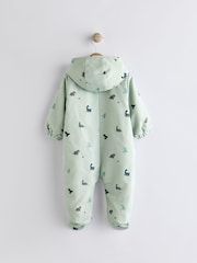 Blue Dino Fleece Lined Hooded Zip Pramsuit All-In-One (0mths-2yrs) - Image 2 of 7