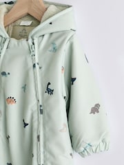 Blue Dino Fleece Lined Hooded Zip Pramsuit All-In-One (0mths-2yrs) - Image 3 of 7