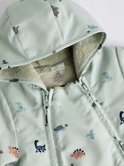 Blue Dino Fleece Lined Hooded Zip Pramsuit All-In-One (0mths-2yrs) - Image 4 of 7