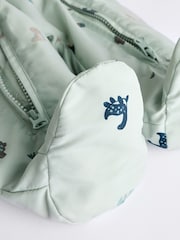 Blue Dino Fleece Lined Hooded Zip Pramsuit All-In-One (0mths-2yrs) - Image 6 of 7