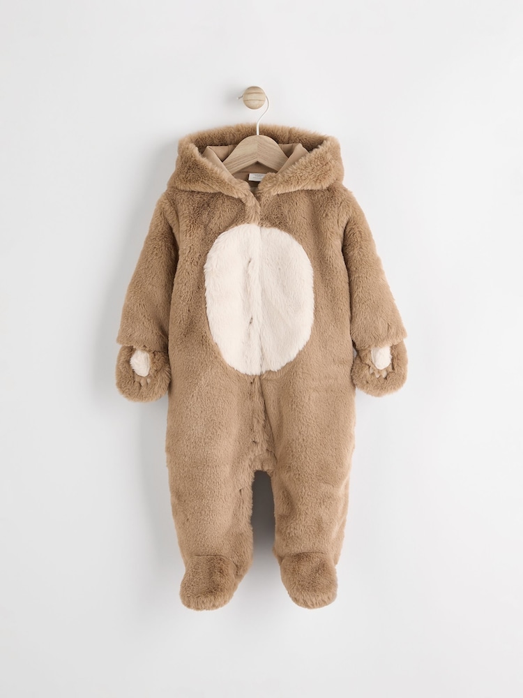 Caramel Bear Baby Hooded All-In-One (0mths-2yrs) - Image 1 of 6