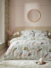 Graham & Brown Green 100% Cotton Clavering Birds Duvet Cover and Pillowcase Set - Image 1 of 8