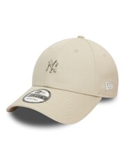 New Era Mens Cream 100% Cotton New York Yankees Metallic Pin 9FORTY Cap - Imagen 1 de 5