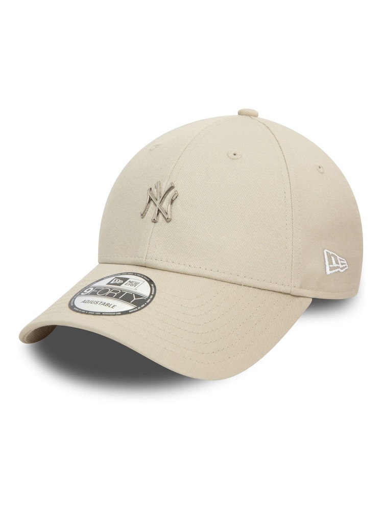 New Era Mens Cream 100% Cotton New York Yankees Metallic Pin 9FORTY Cap - Imagen 1 de 5