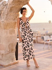 Love & Roses Ivory White Animal Sequin Trim Sleeveless Midi Dress - Image 1 of 4