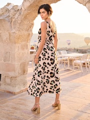 Love & Roses Ivory White Animal Sequin Trim Sleeveless Midi Dress - Image 3 of 4